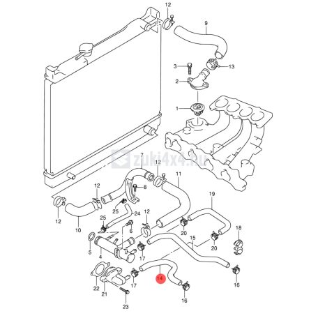 SUZUKI VITARA 1,6 16V FŰTŐRADIÁTOR CSŐ SGP (GYÁRI)