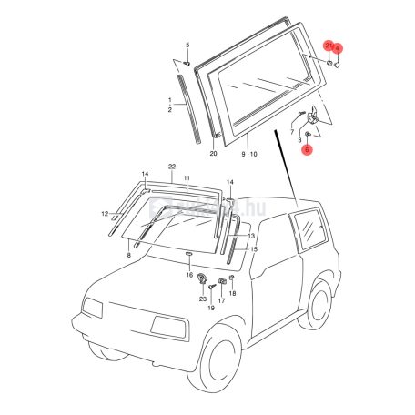 SUZUKI VITARA OLDALÜVEG CSAVAR KÉSZLET
